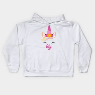 Name lily unicorn lover Kids Hoodie